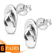 Sandals Plain Sterling Silver Earrings, ep304